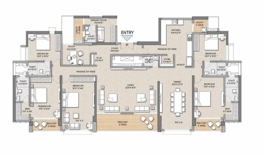 5 BHK Presidential Floor Plan
